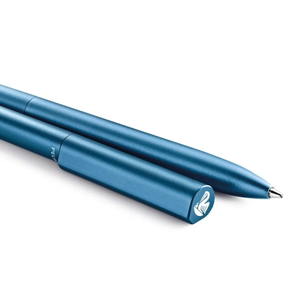 3 Pelican Ineo Ballpoint Pen in Metal Gift Box, Ocean Blue